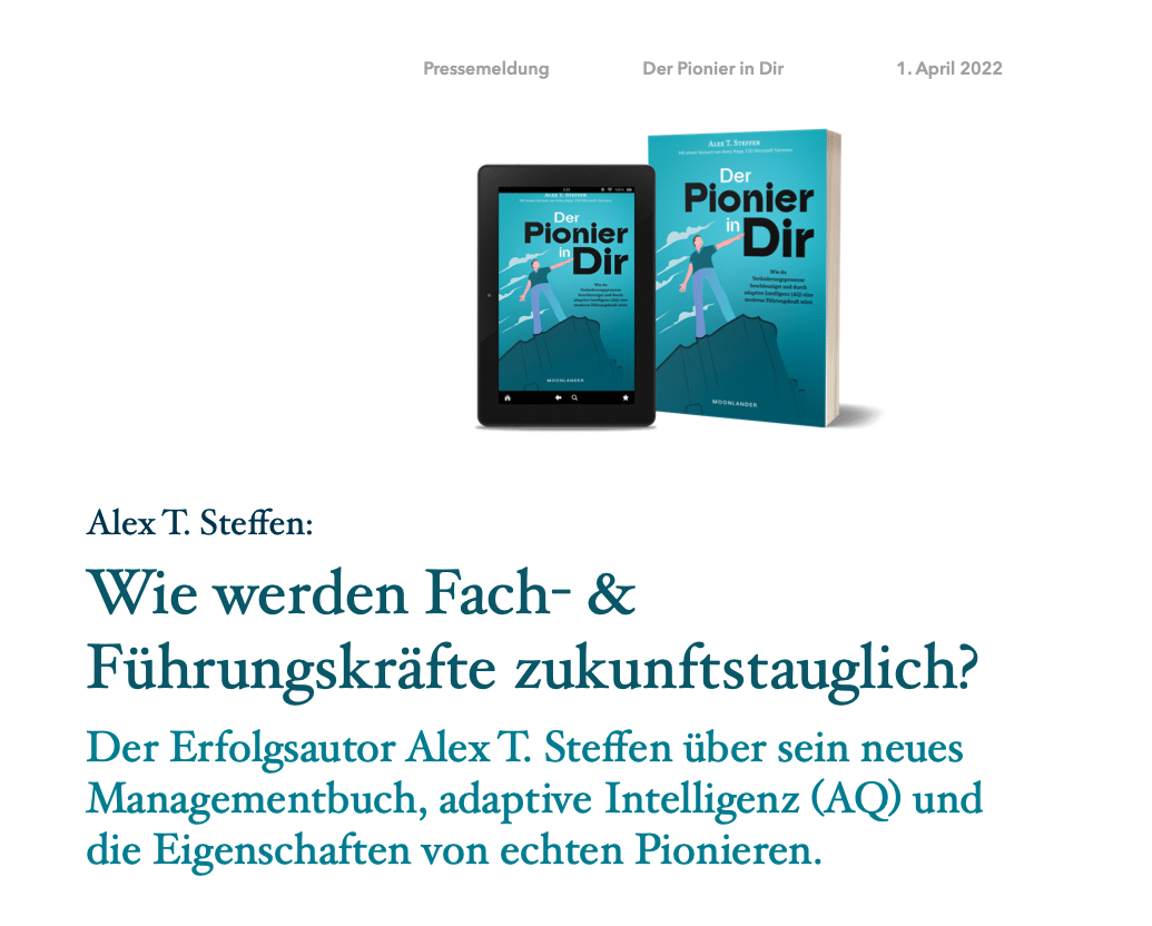 Pressemeldung Thumbnail Der Pionier in Dir Alex T. Steffen